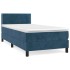 Cama box spring con colchón terciopelo azul oscuro 100x200