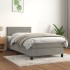Cama box spring con colchón terciopelo gris claro 90x190