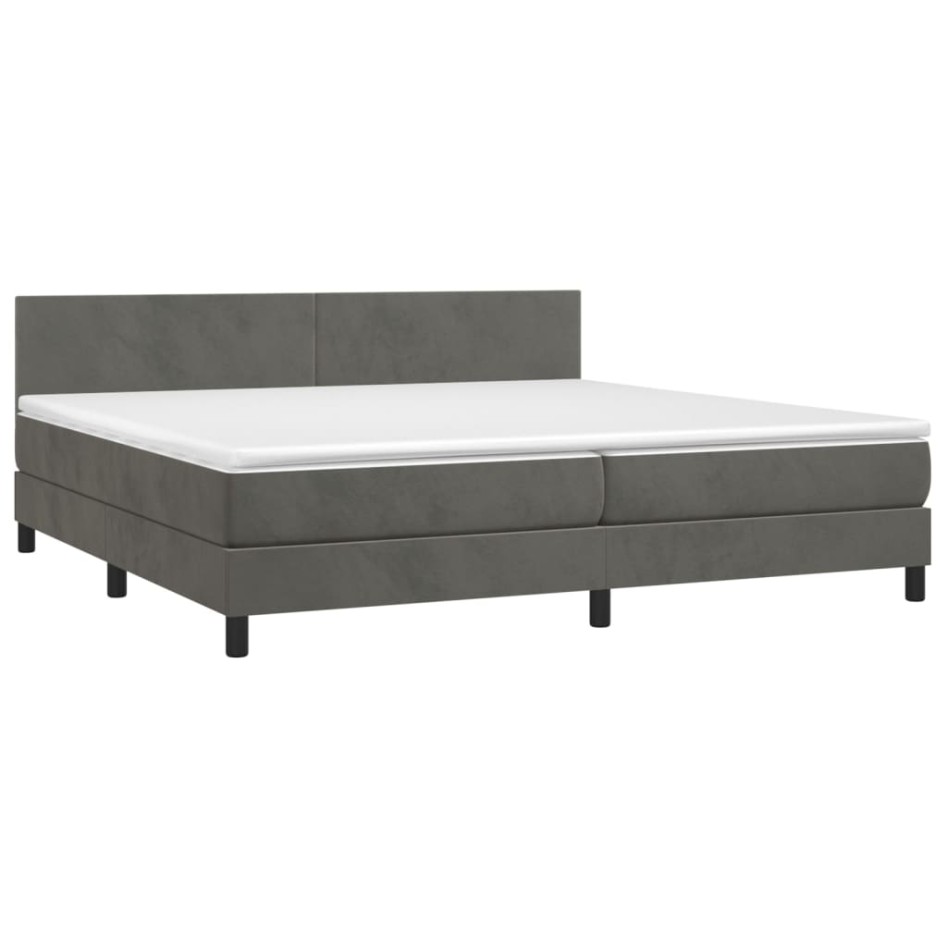 Cama box spring con colchón terciopelo gris oscuro 200x200