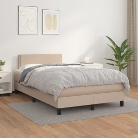 Cama box spring con colchón cuero sintético capuchino