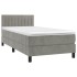 Cama box spring con colchón terciopelo gris claro 90x190