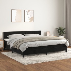 Cama box spring con colchón terciopelo negro 200x200
