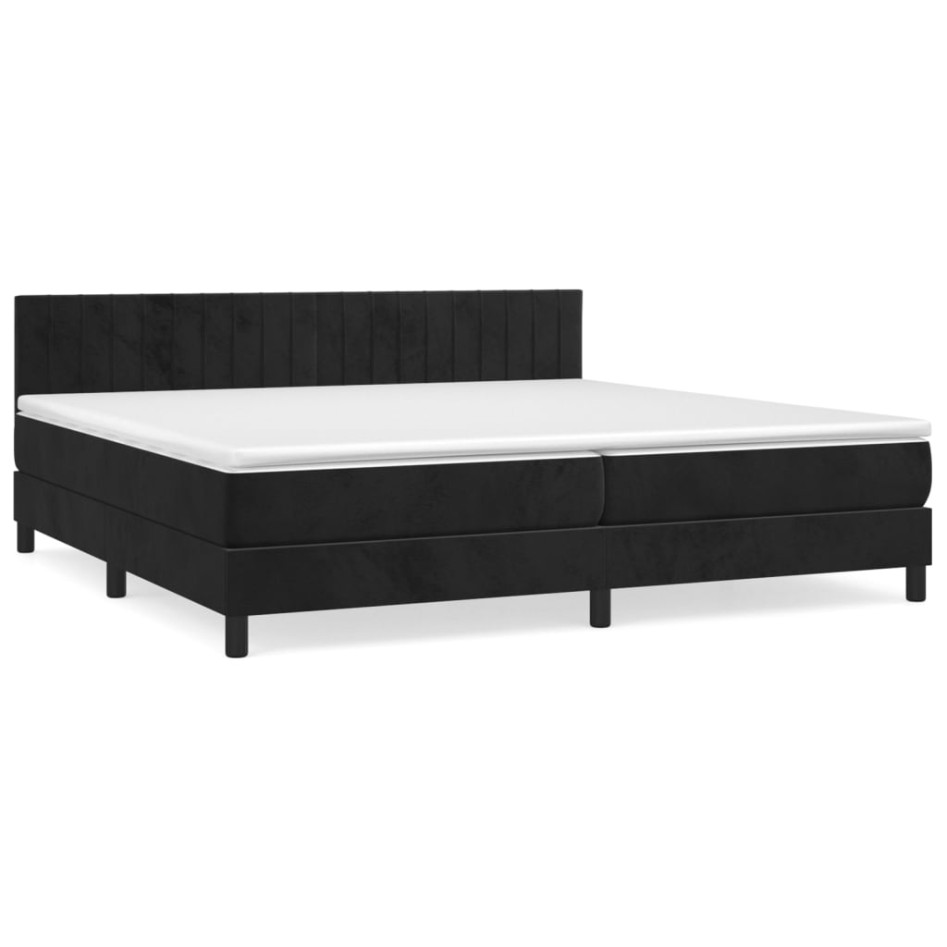 Cama box spring con colchón terciopelo negro 200x200