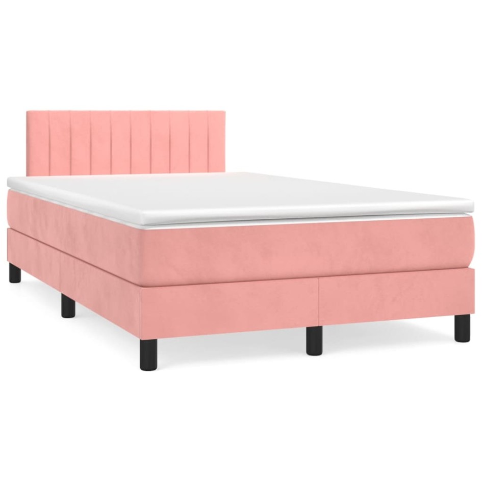 Cama box spring con colchón terciopelo rosa 120x200