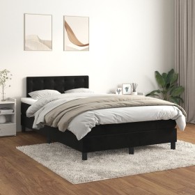 Cama box spring con colchón terciopelo negro 120x200