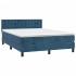 Cama box spring con colchón terciopelo azul oscuro 140x200