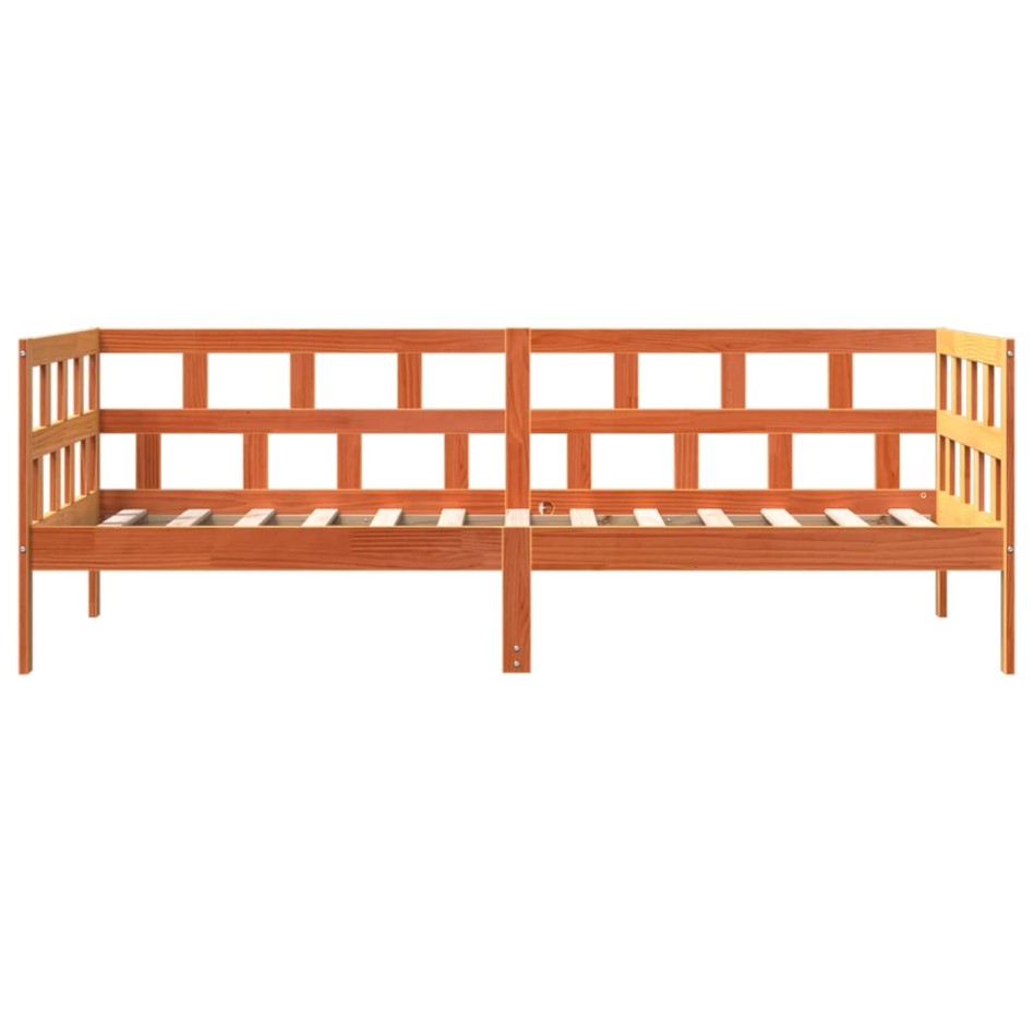 Sofá cama de madera maciza de pino marrón cera 90x200