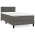 Cama box spring con colchón terciopelo gris oscuro 100x200
