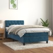 Cama box spring con colchón terciopelo azul oscuro 80x200 cm