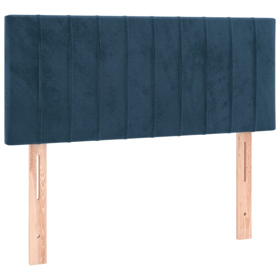 Cama box spring con colchón terciopelo azul oscuro 90x200