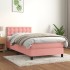 Cama box spring con colchón terciopelo rosa 80x200