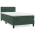 Cama box spring con colchón terciopelo verde oscuro 90x200