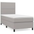 Cama box spring con colchón tela gris claro 100x200