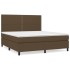 Cama box spring con colchón tela marrón oscuro 160x200