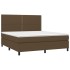 Cama box spring con colchón tela marrón oscuro 160x200