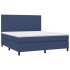 Cama box spring con colchón tela azul 160x200