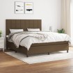 Cama box spring con colchón tela marrón oscuro 160x200 cm