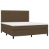 Cama box spring con colchón tela marrón oscuro 160x200