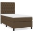 Cama box spring con colchón tela marrón oscuro 100x200