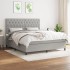 Cama box spring con colchón tela gris claro 160x200