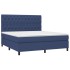 Cama box spring con colchón tela azul 160x200