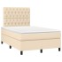 Cama box spring con colchón tela color crema 120x200
