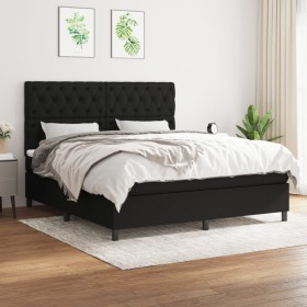 Cama box spring con colchón tela negro 160x200