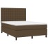 Cama box spring con colchón tela marrón oscuro 140x190