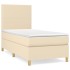 Cama box spring con colchón tela color crema 80x200