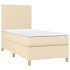 Cama box spring con colchón tela color crema 80x200