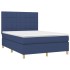 Cama box spring con colchón tela azul 140x190