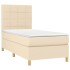Cama box spring con colchón tela color crema 90x190