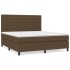 Cama box spring con colchón tela marrón oscuro 160x200
