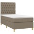 Cama box spring con colchón tela gris taupe 90x190