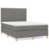Cama box spring con colchón tela gris oscuro 140x190