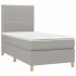 Cama box spring con colchón tela gris claro 100x200
