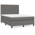 Cama box spring con colchón cuero sintético gris 140x200