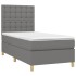 Cama box spring con colchón tela gris oscuro 90x200
