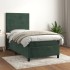 Cama box spring con colchón terciopelo verde oscuro 90x200
