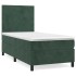 Cama box spring con colchón terciopelo verde oscuro 90x200