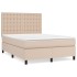 Cama box spring con colchón cuero sintético capuchino