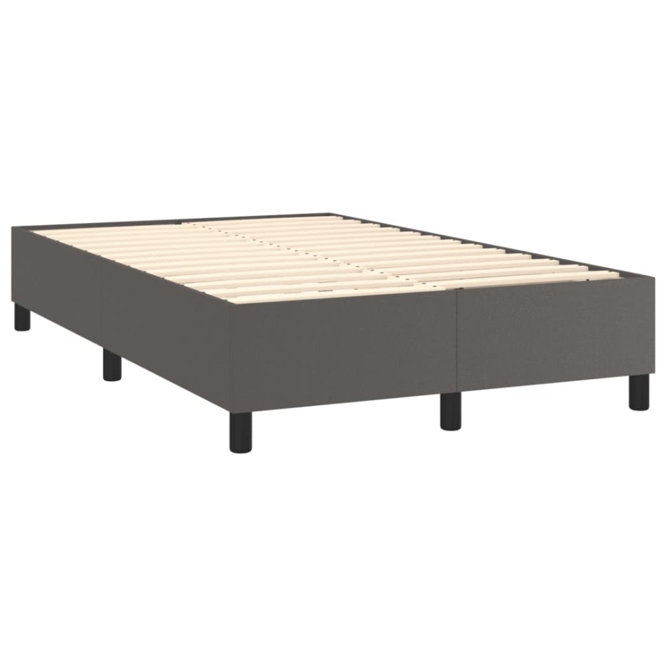 Cama box spring con colchón cuero sintético gris 120x200