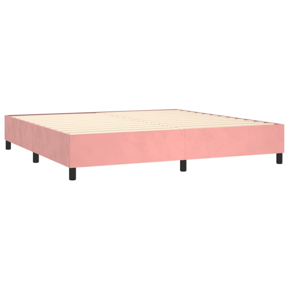 Cama box spring con colchón terciopelo rosa 200x200
