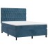 Cama box spring con colchón terciopelo azul oscuro 140x190