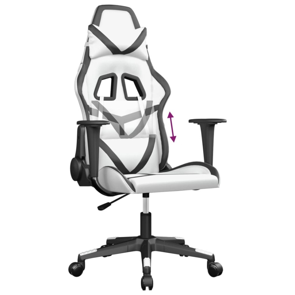 Silla gaming cuero sintético blanco y