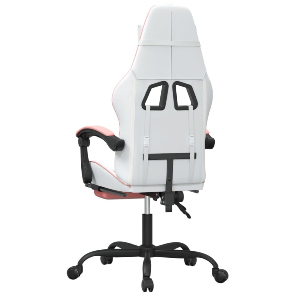 Silla gaming con reposapiés cuero sintético blanco y