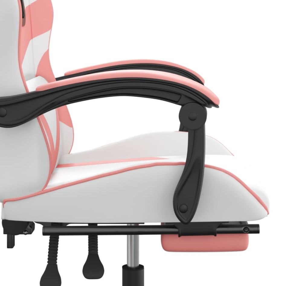 Silla gaming con reposapiés cuero sintético blanco y