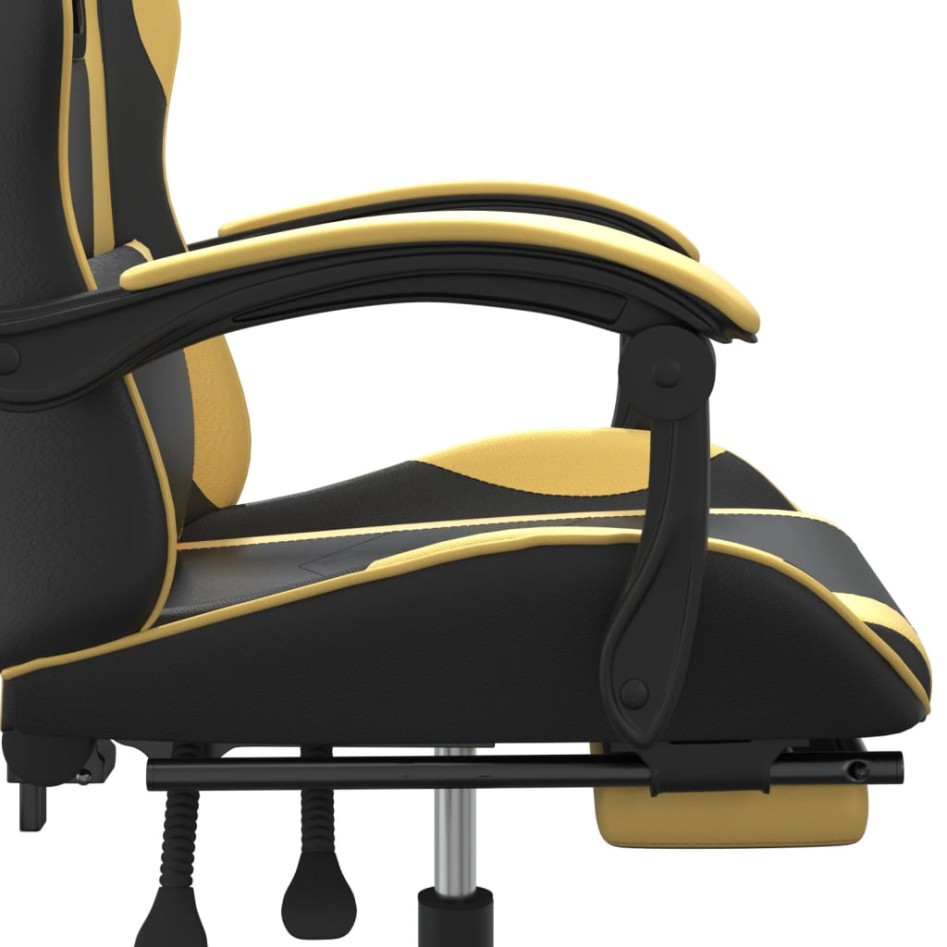 Silla gaming con reposapiés cuero sintético negro