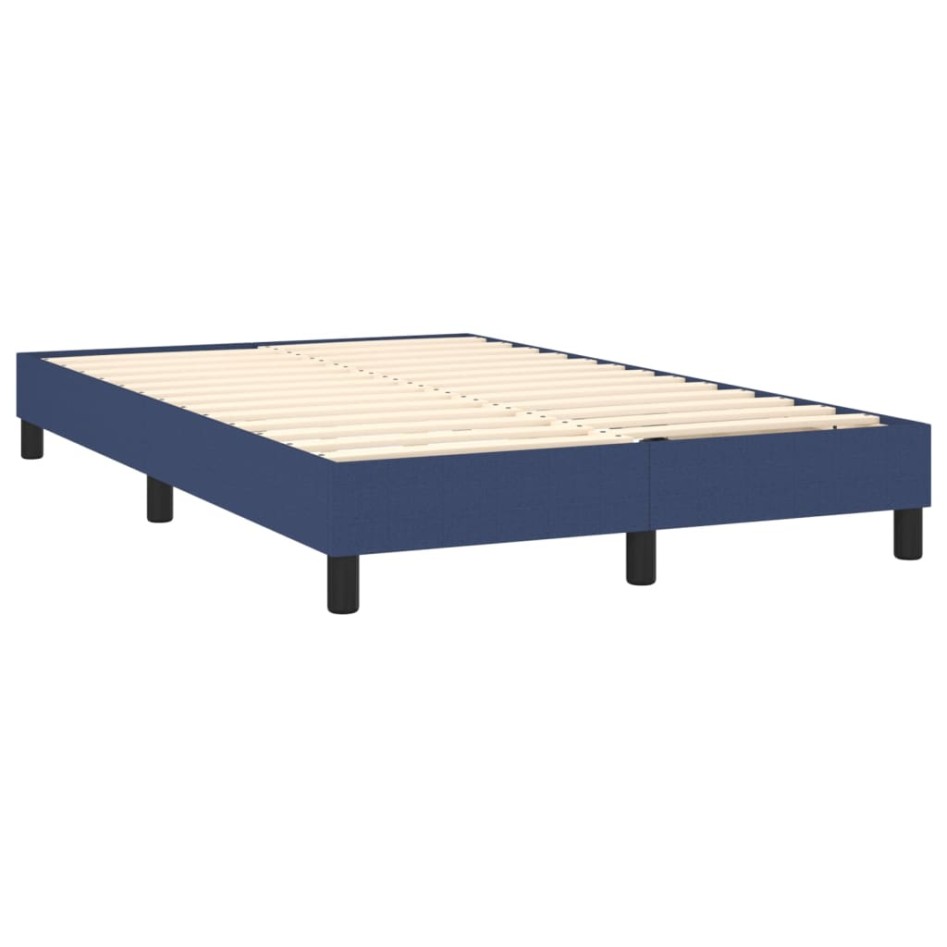 Cama box spring con colchón tela azul 120x200