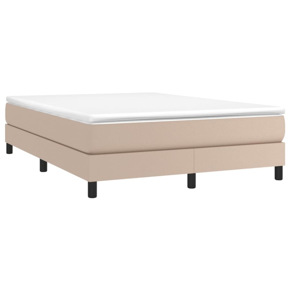 Cama box spring con colchón cuero sintético capuchino